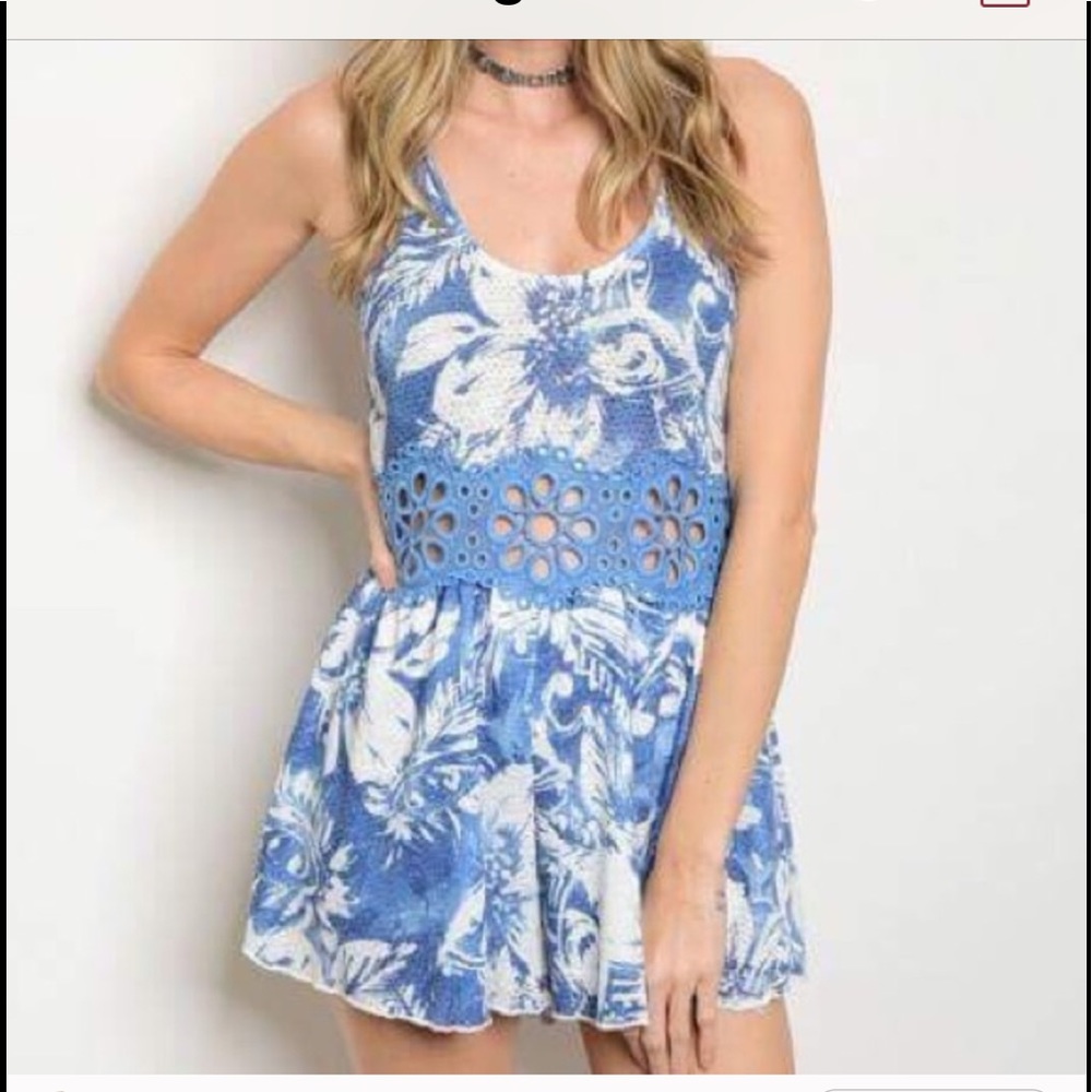 Blue Hawaiian Tropic  Romper